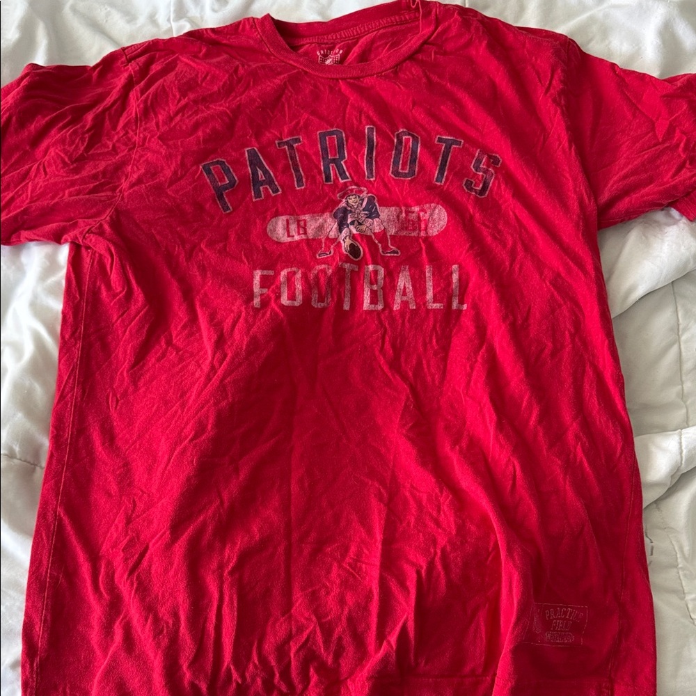 Reebok Red Patriots Football Tee - Short Sleeve
